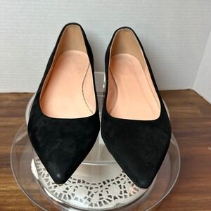 J.Crew Black Suede Pointed Toe Ballet Flats Womens Size 7.5 Classic Chic